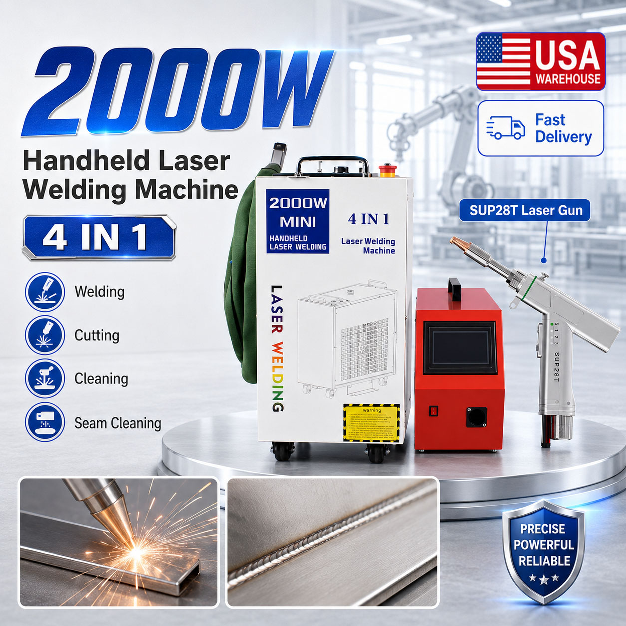 Laser Soldering Machine Handheld - 2000W 레이저 용접기 4 in 1