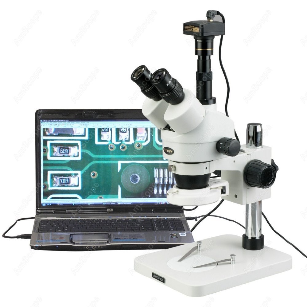 Trinocular Stereo Microscope 7X-45X - AmScope 삼안 줌 스테레오 현미경 7X-45X